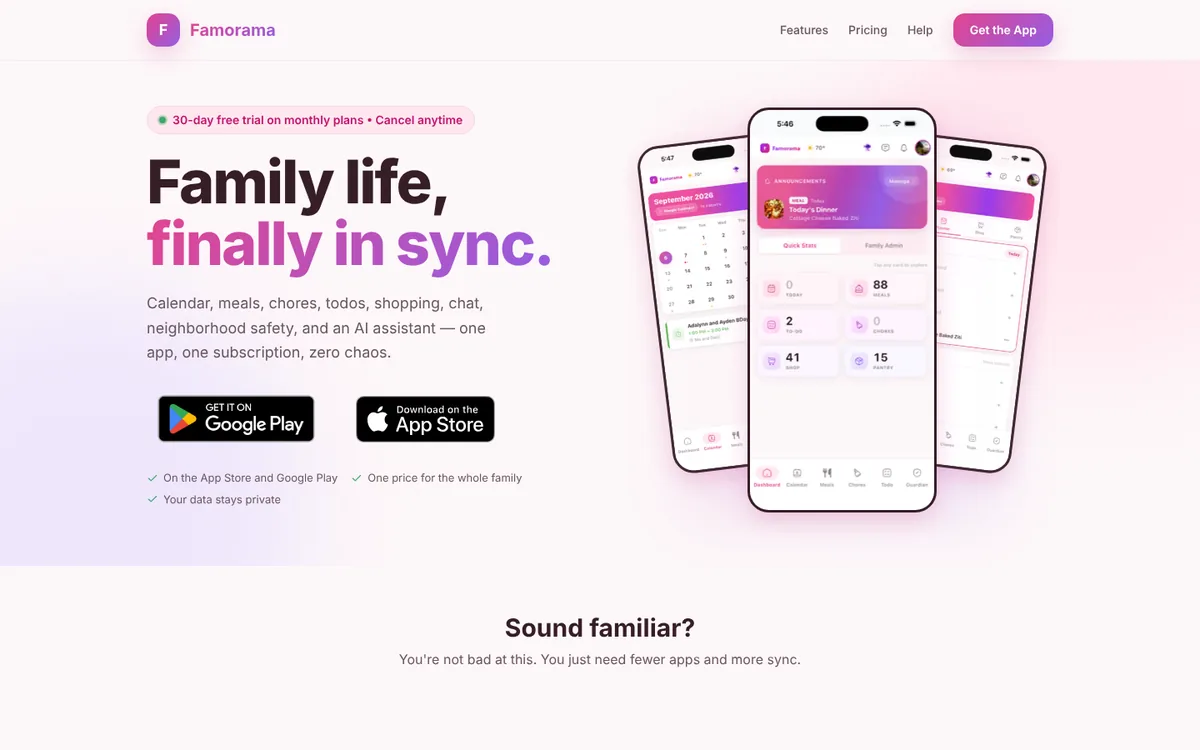 Famorama home page